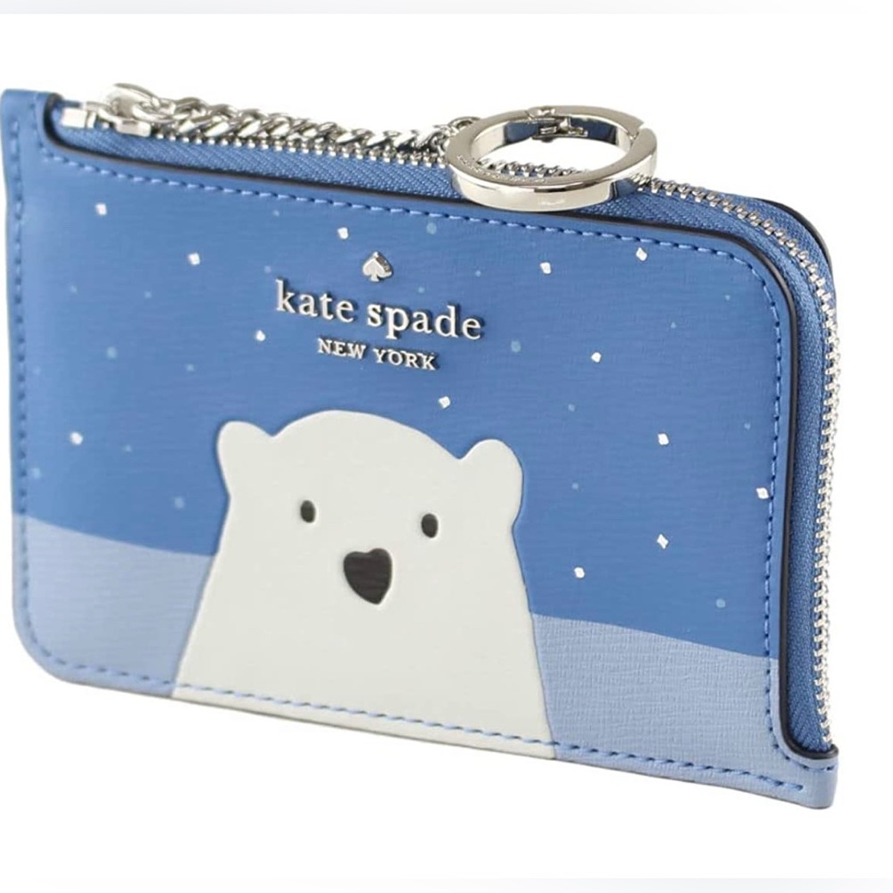 Kate Spade Artic Friends L Zip Coin Purse Cardholder with Key Ring